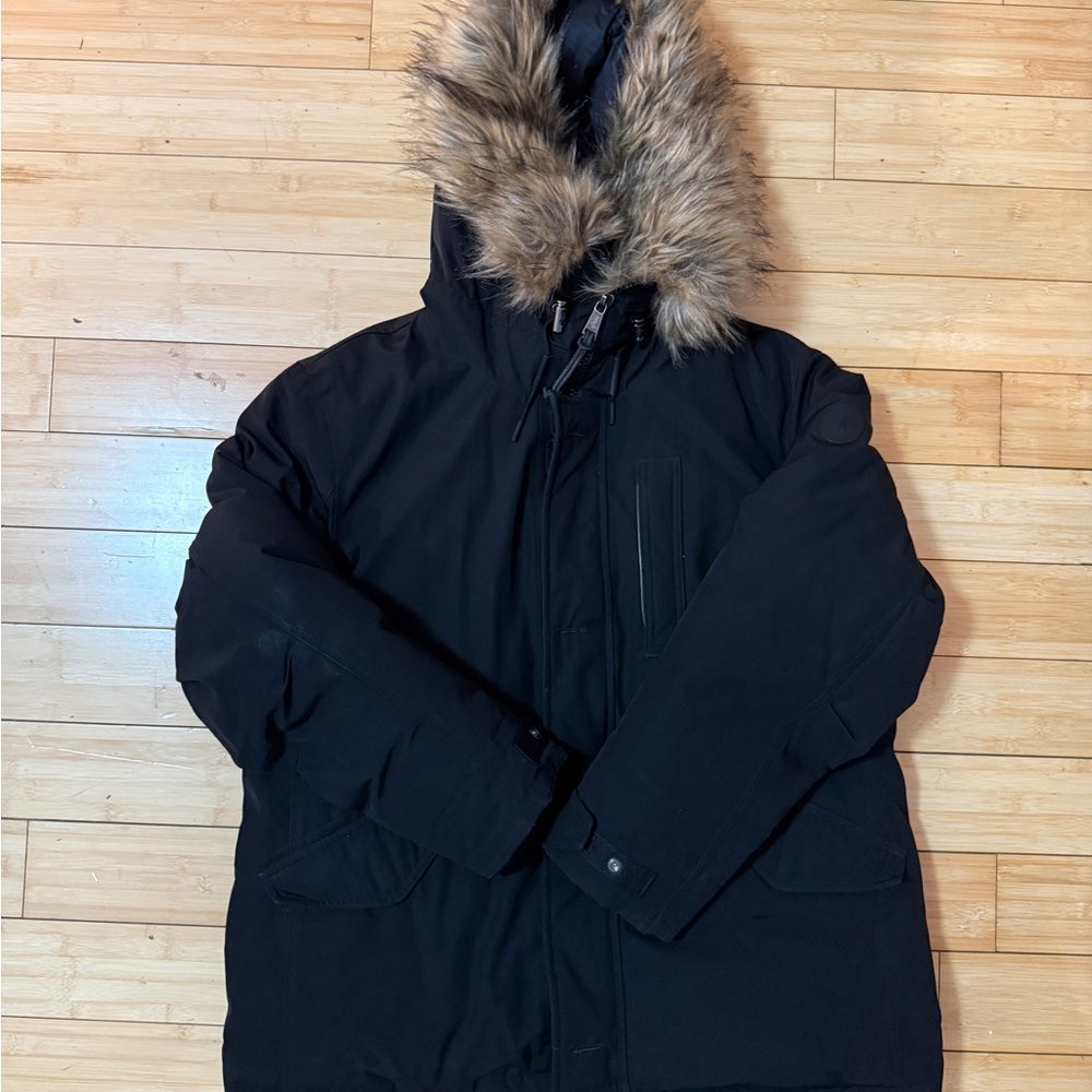 Polo by Ralph Lauren Black Puffer Jacket with Faux Fur Hood